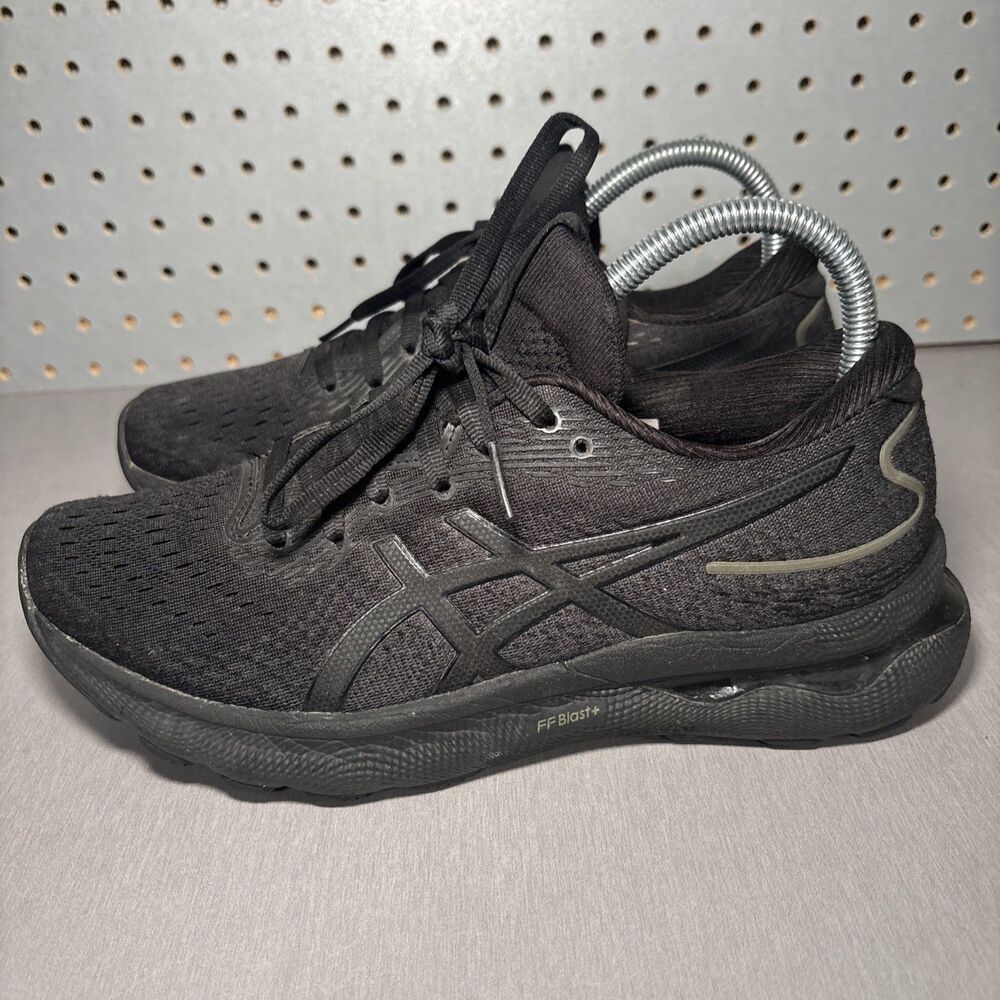 Asics Gel Nimbus 24 Running Shoes Womens Sz 8.5 Triple Black Sneakers Athletic - Picture 2 of 14